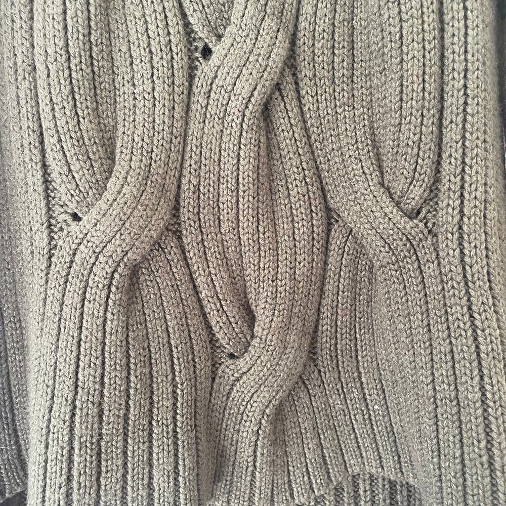 KF/KaufmanFranco Collective Olive Cable Knit Sweater Size Large High Low Wool - Picture 3 of 8
